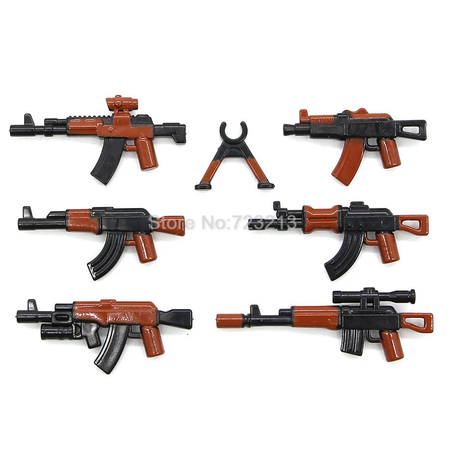 Painted Одно здание блоки оружие в Военном Стиле SWAT фигурки части MOC аксессуары камуфляж костюм M2 машина гатлинг пистолет Модель кирпич игрушки - Цвет: Painted