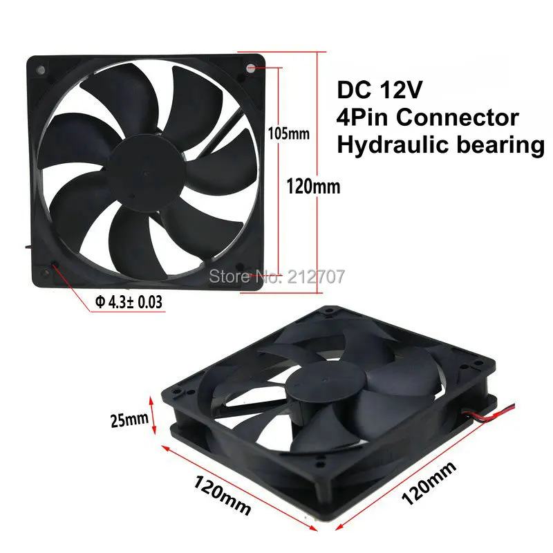 Gdstime 120 мм 120x25 мм 12 В 4Pin DC бесщеточный ПК компьютерный гидравлический подшипник cpu вентилятор охлаждения