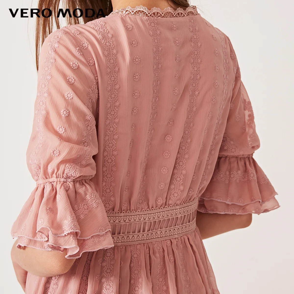 Vero Moda Новое Женское шифоновое платье на шнуровке с v-образным вырезом средней длины с подкладкой | 31926Z570