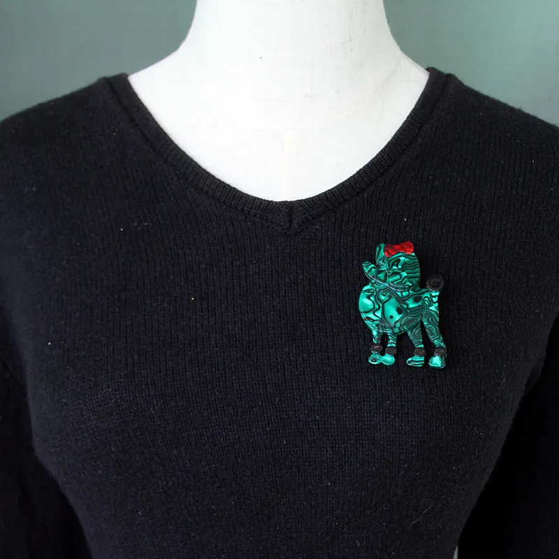 Брошь унисекс акриловая с зеленым пуделем брошь животными | Украшения и