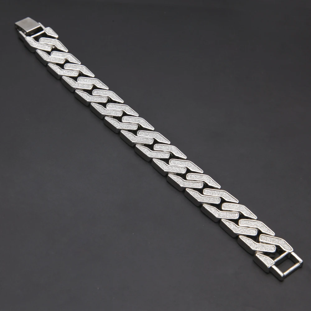 Новый стиль песочный взрыв браслет кубинская цепь звено хип хоп золотой тон