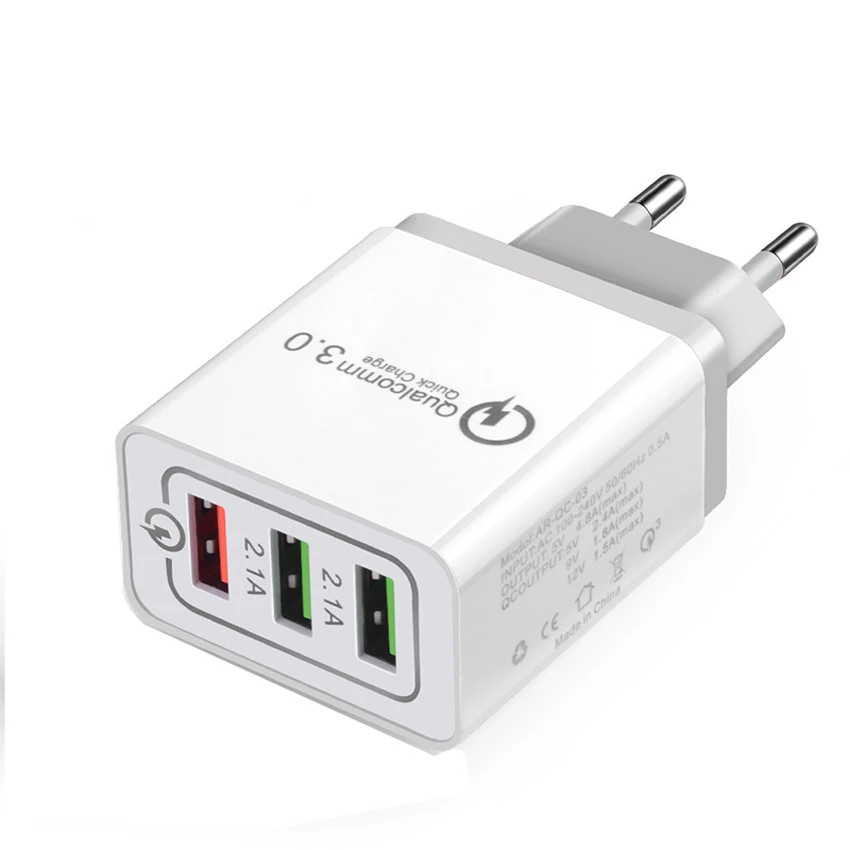 Быстрое зарядное устройство QC3.0 с 3 портами USB-устройство для зарядки телефонов