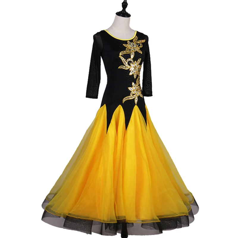 Ballroom Dance Costume Sexy Senior Half Sleevs Diamond Dress for Women Competition Dresses | Тематическая одежда и