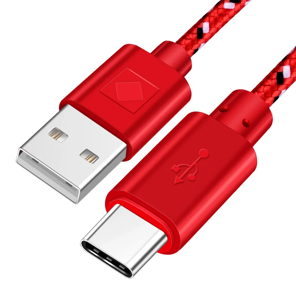 Red Олаф нейлоновый Плетеный usb type C кабель 1 м 2 м 3 м Синхронизация данных Быстрая зарядка USB C кабель для samsung S9 S10 Xiaomi mi9 mi8 huawei type-c - Цвет: Red