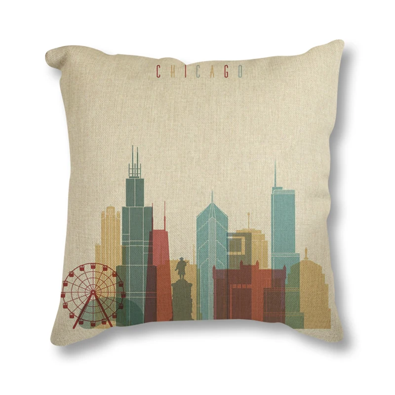 Современные абстрактные декоративные подушки мир город Париж Лондон