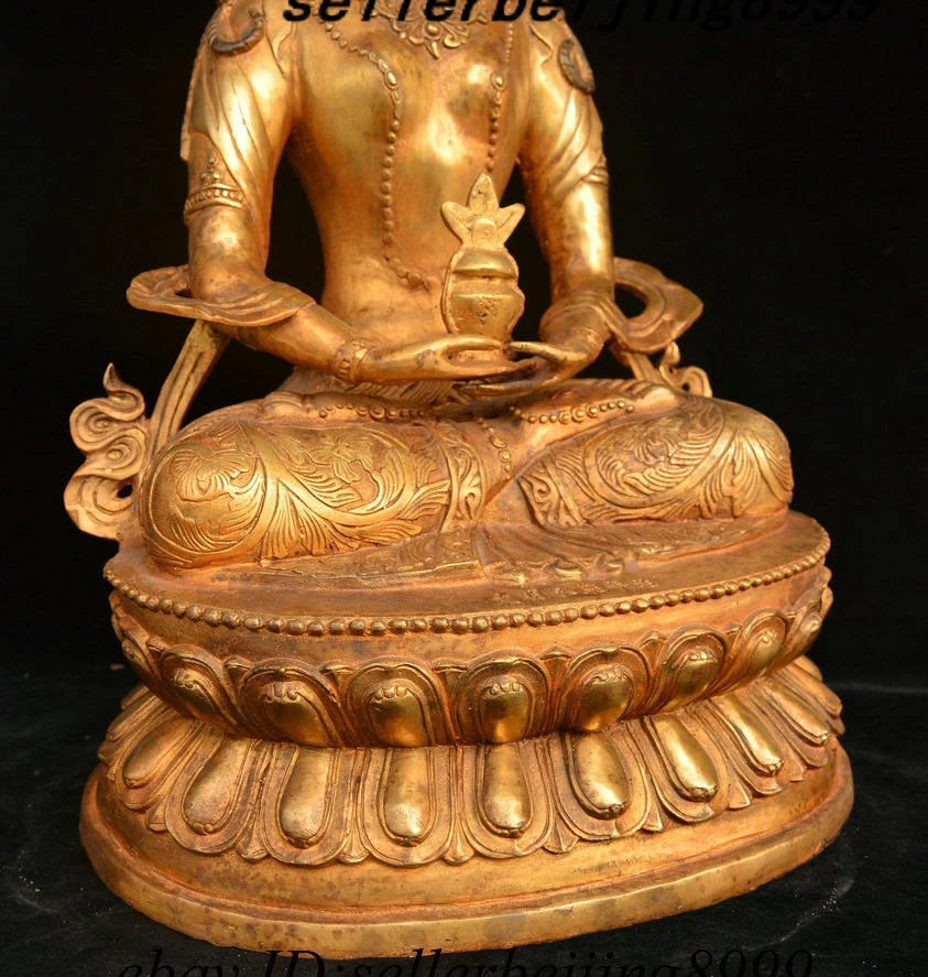 19 &quotТибетский Буддизм бронзовая позолота Амитаюс долголетия богиня бодхисаттвы