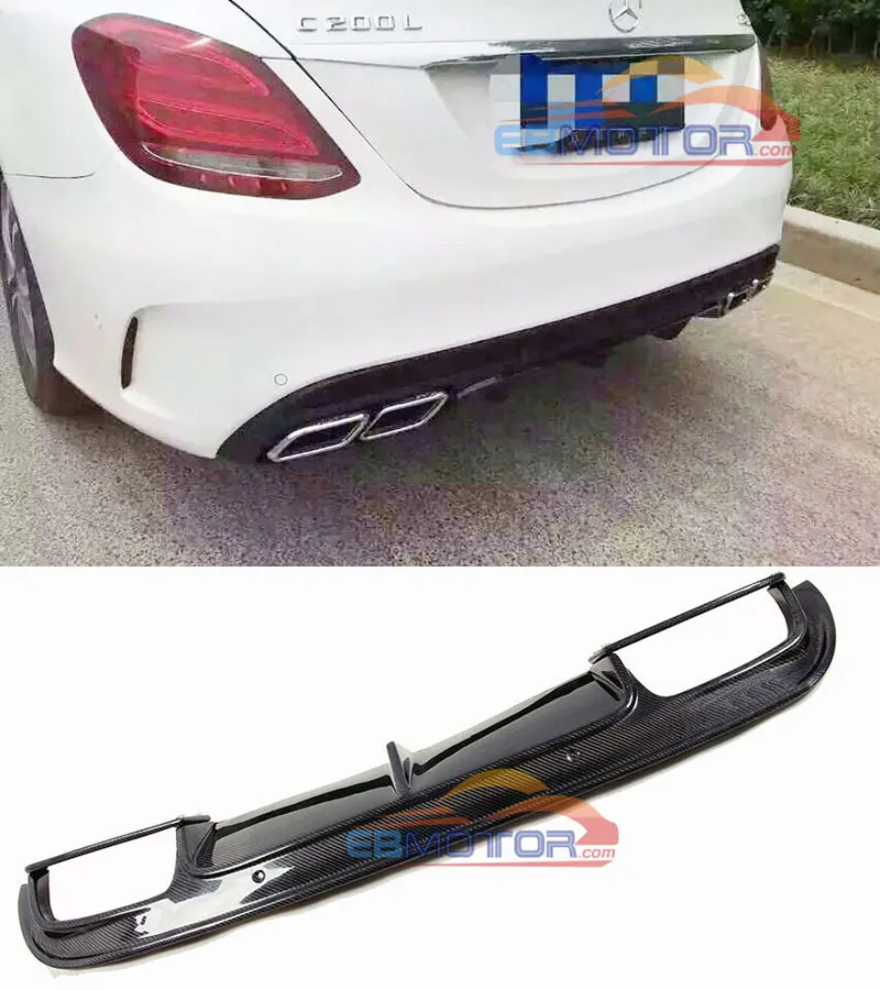 Реальные углеродного волокна диффузор губа на задний бампер для BENZ W205 C180 C200 C260 AMG