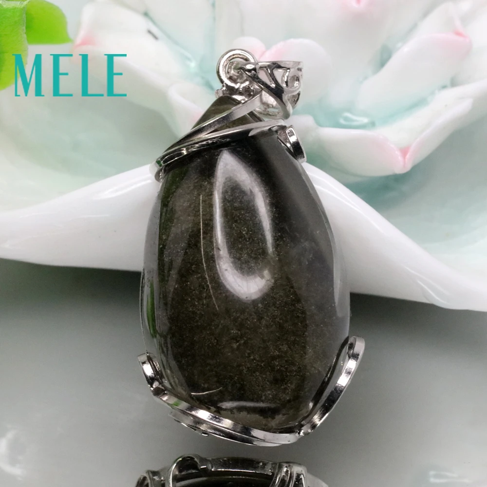 MELE natural green ghost phantom garden crystal pendants for women and man 20X33mm water drop good pervious Anti fatigue | Украшения и