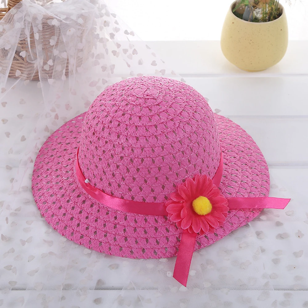 04 rose red Новинка года; модный детский солнцезащитный цветок для соломенной шляпки; детская фотография; открытый солнцезащитный козырек; Кепка для девочек и мальчиков; Пляжные шапки - Цвет: 04 rose red