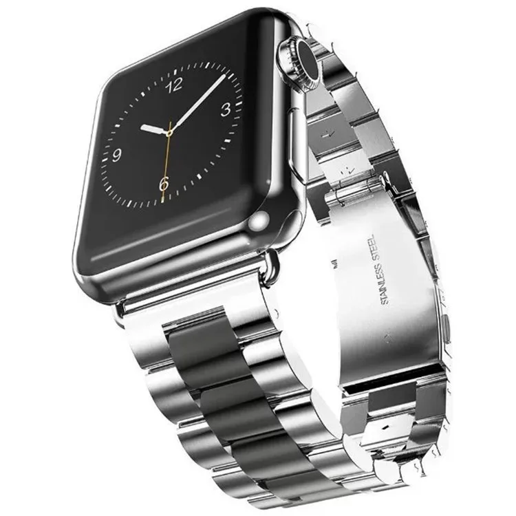 Ремешок для Apple Watch 42 мм, браслет из нержавеющей стали черного и золотого цвета, ремешок с пряжкой, адаптер с зажимом для Apple Watch, ремешок 38 мм для iWatch - Цвет ремешка: Black and silver