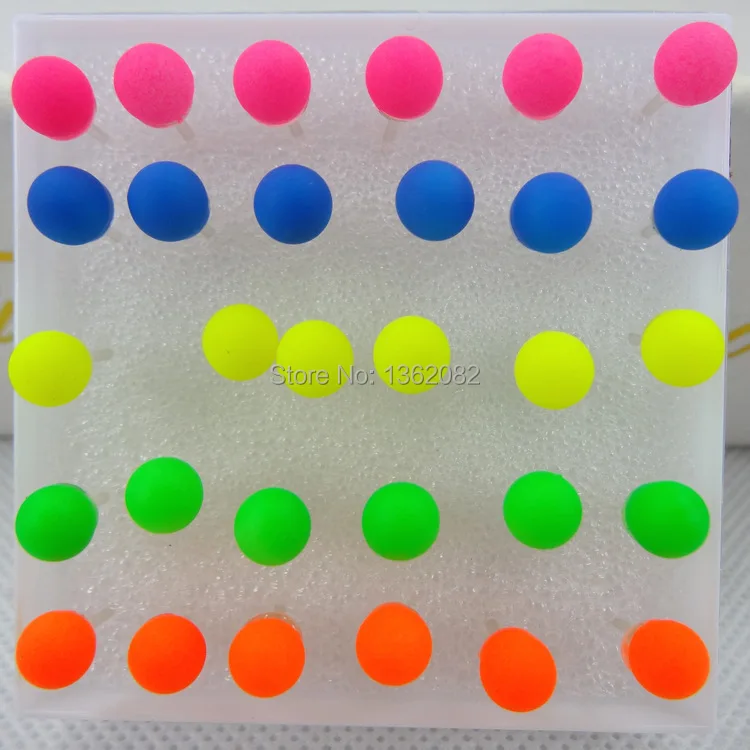 Оптовая продажа 15 пар случайных цветов 6 мм флуоресцентные неоновые цветные