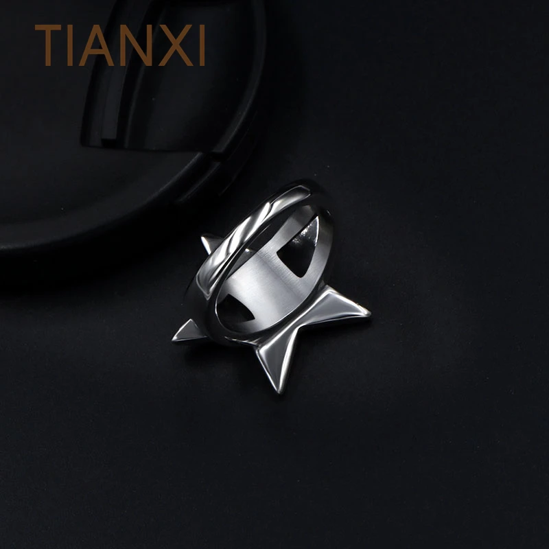 TIANXI Vintage Europe 316L Stainless Steel Ring High Quality Pentagram Style Biker Men Fashion Punk Gothic Jewelry | Украшения и