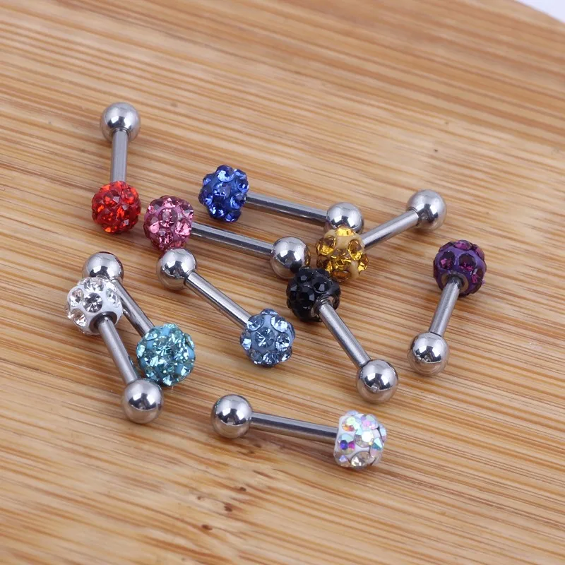 TIANCIFBYJS Tragus Helix БАР хряща верхняя серьга для верхней части уха Labret украшения для тела Пирсинг диско хрустальный шар 50 шт. 16 г пирсинг уха
