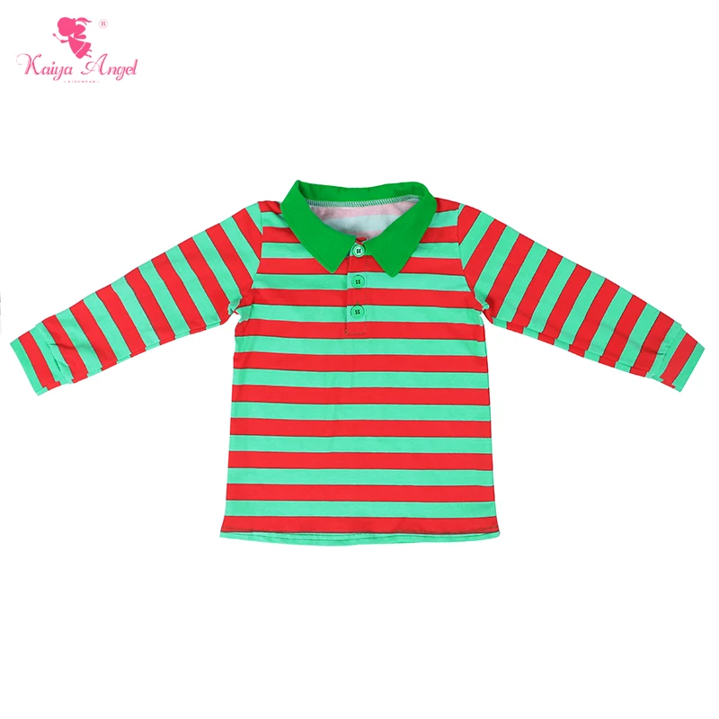 

Kaiya Angel Boys Shirts Red Grass Green Striped Long-sleeved Cotton Christmas Tops Spring Autumn Winter kids Teens Clothes