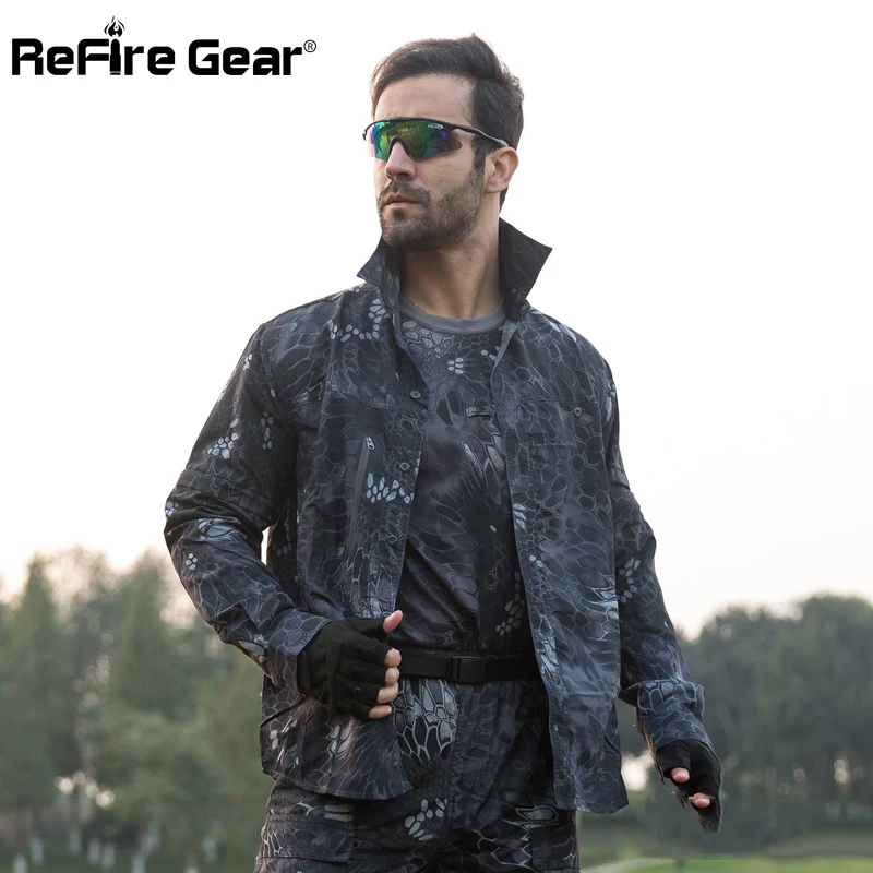 ReFire Gear Съемная Военная камуфляжная рубашка для мужчин на весну и лето со съемным