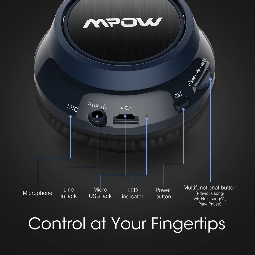 Mpow Thor Bluetooth 4,0 гарнитура Беспроводные Проводные стерео наушники с разъемом 3,5 мм микрофоном чехол для переноски iPhone huawei Xiaomi samsung