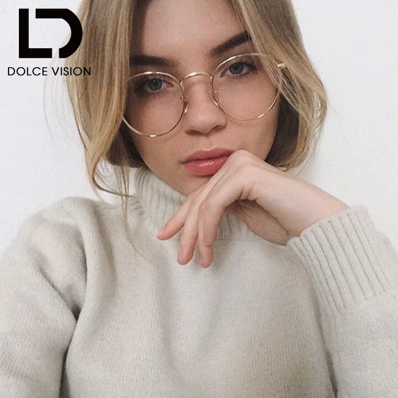 Женская оправа для очков с золотыми металлическими линзами элегантные круглые