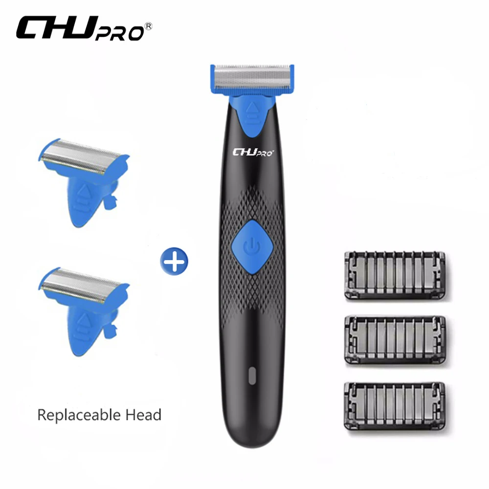 Blue - Two Blades CHJ Oneblade бритва с подзарядкой от USB электробритва легкая бритвенная машина Супертонкое лезвие бритва Триммер Barbeador - Цвет: Blue - Two Blades