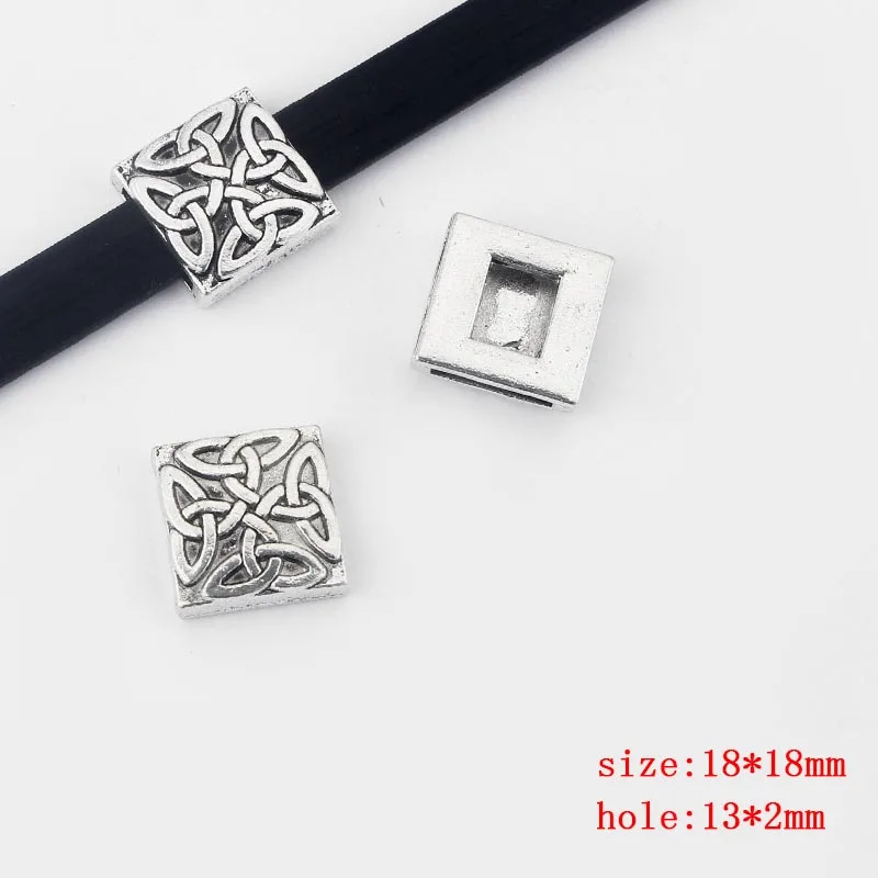 Triangle cross 15 шт., античный серебряный/Бронзовый квадратный плоский ползунок, подходит для 10 мм, 13 мм, плоский кожаный шнур, браслет, аксессуары для изготовления ювелирных изделий, бижутерия - Цвет: Triangle cross