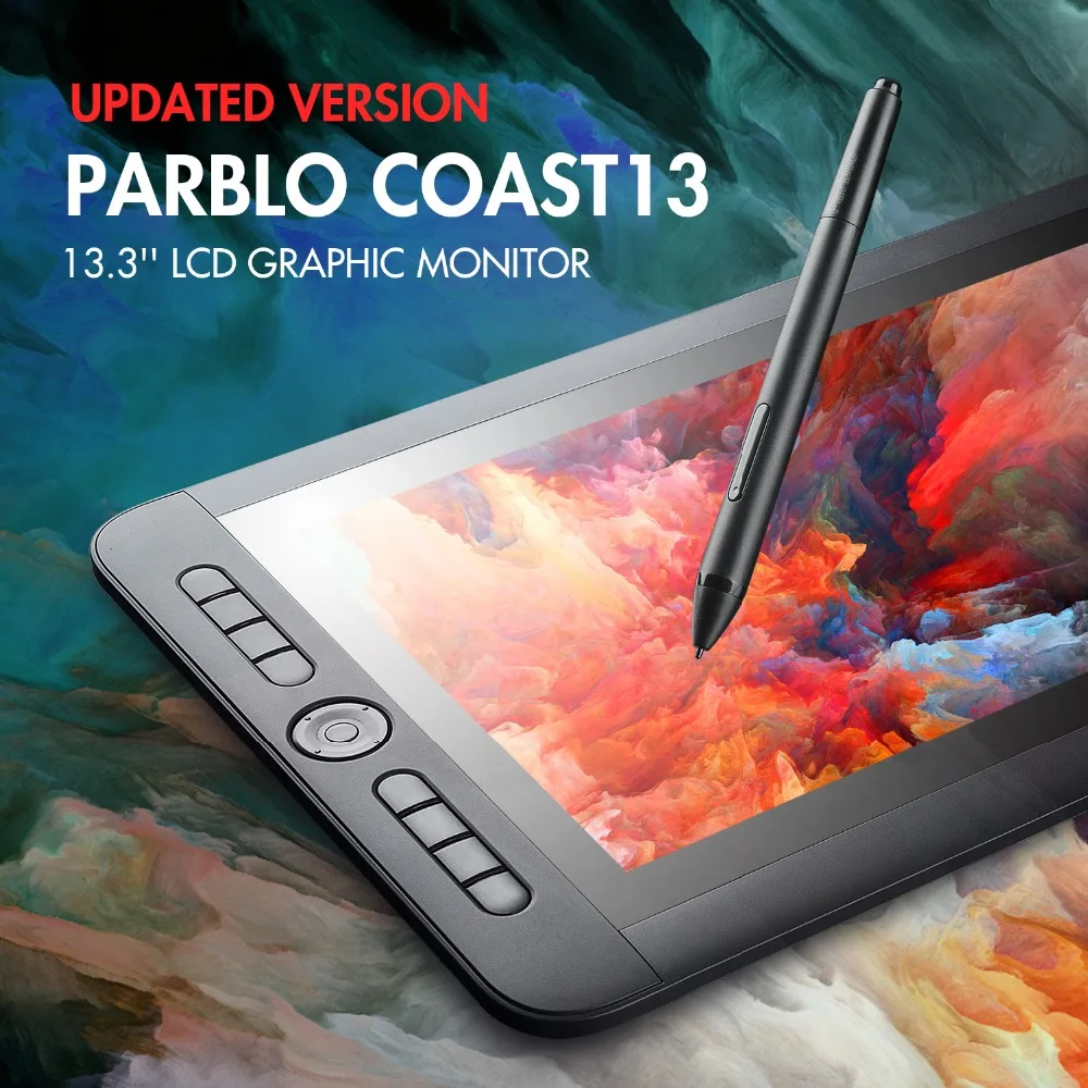 Parblo Coast13 графический планшет графический монитор анимация цифровая 1920 X 1080HD ips с 8 клавишами быстрого доступа