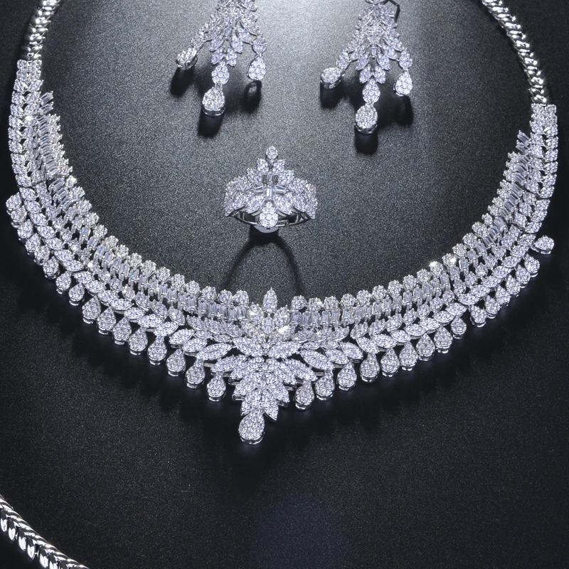 Be 8 Newest Luxury Bridal Wedding Jewelry Sets Women New Sparkling AAA Zircon Paved Copper Fashion Bridesmaid Set S214 | Украшения и