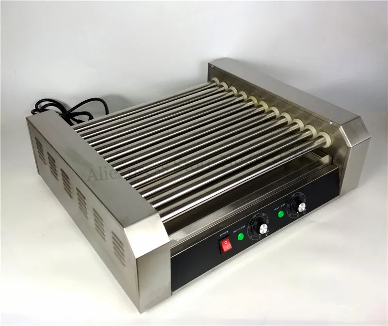 electric hot dog maker commercial hot dog sausage grill roasting machine 11 rollers 2200w low noise 2 temperature controllers free global shipping