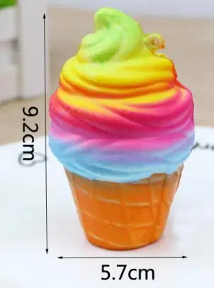 rainbow ice cream Мягкий Jumbo galaxy peach panda poo мягкий медленно поднимающийся красочный Единорог Мягкий кот гамбургер антистрессовая игрушка для детей и взрослых - Цвет: rainbow ice cream