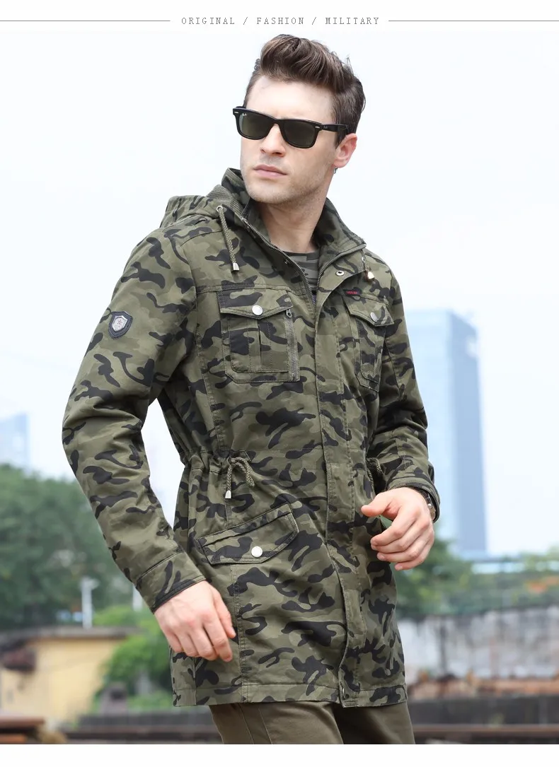 Осенне-зимняя куртка, пальто, мужской Тренч, военная мода, пальто, Мужская армейская куртка с капюшоном, камуфляжные куртки и пальто для мужчин