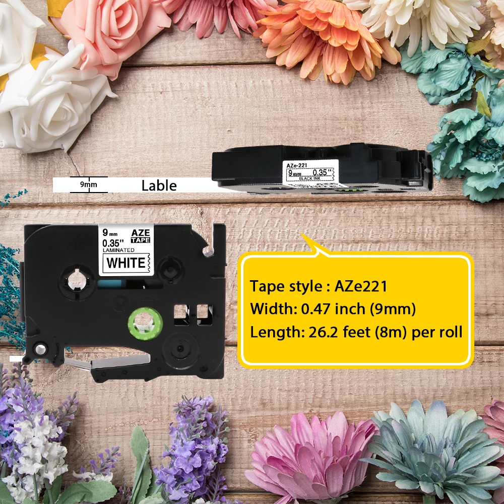 4 упаковки лент Tze TZE231 Tze231 TZe221 TZE221 совместимых с Brother P Touch PT D210 maker (черный на белом