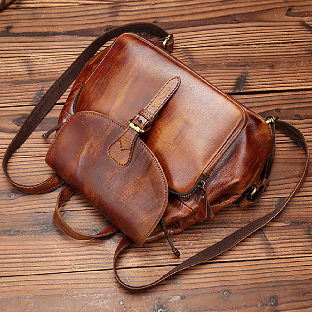 Женский винтажный рюкзак из натуральной воловьей кожи школьный для девушек