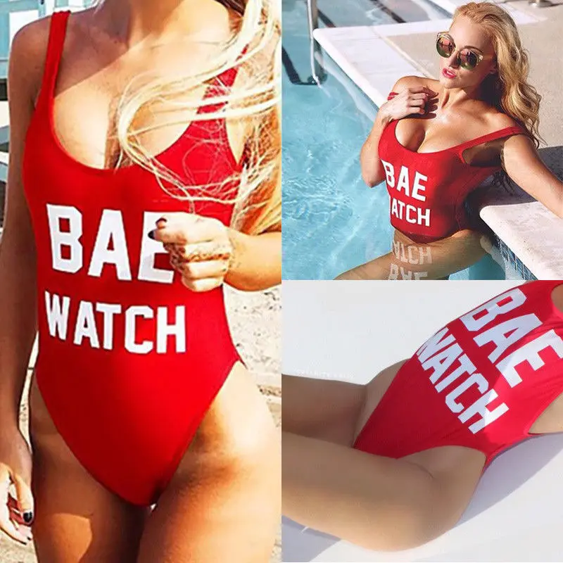 2017 Женский красный купальник с надписью сексуальный женский новый Цельный