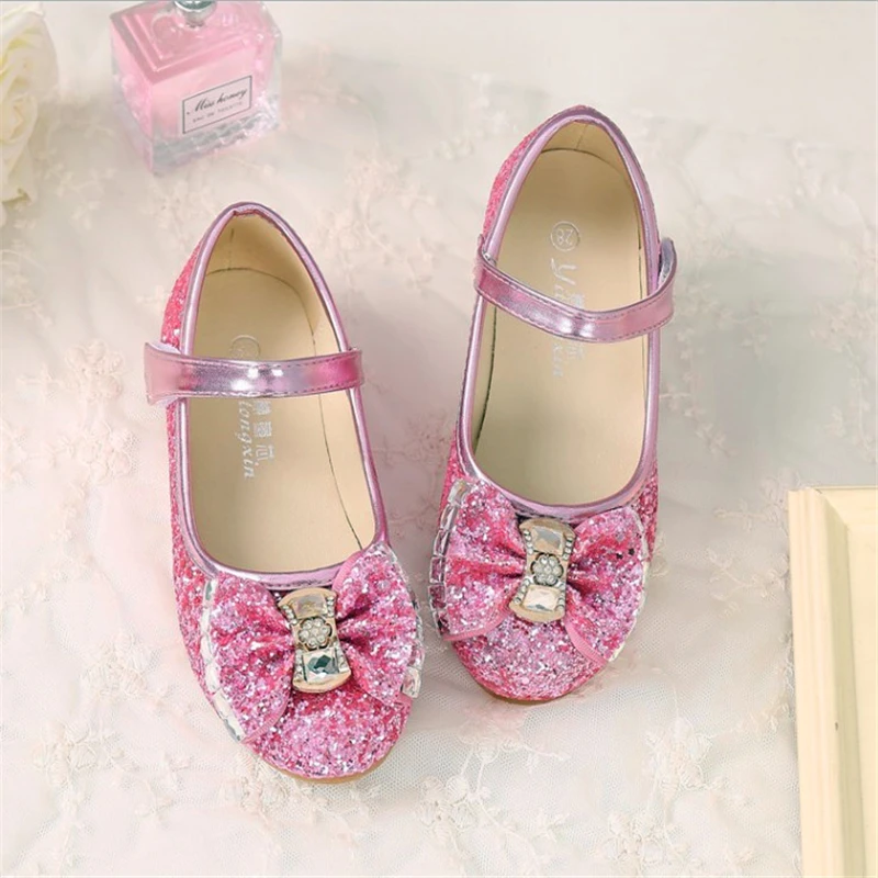 Туфли для девочек весна 2019 модные детские танцевальные туфли с блестками и