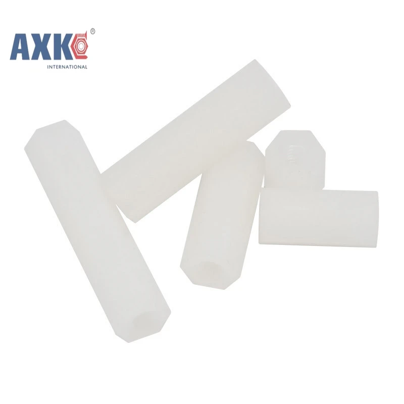 100Pcs M2 M2.5 M3 M4 Hex Nylon Standoff Spacer Column Flat Head Double Pass Plastic Spacing Screws AXK04 | Обустройство дома