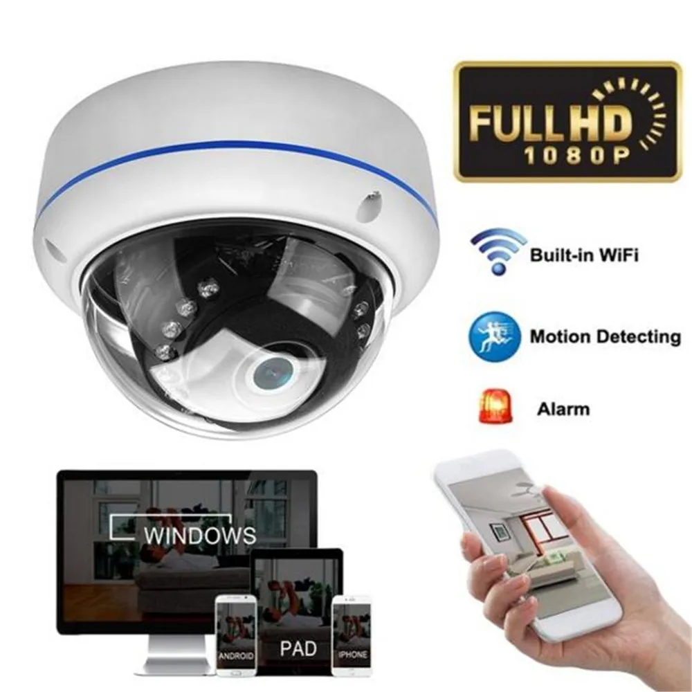 HD 1080P WiFi купольная ip камера Обнаружение движения инфракрасное ночное видение