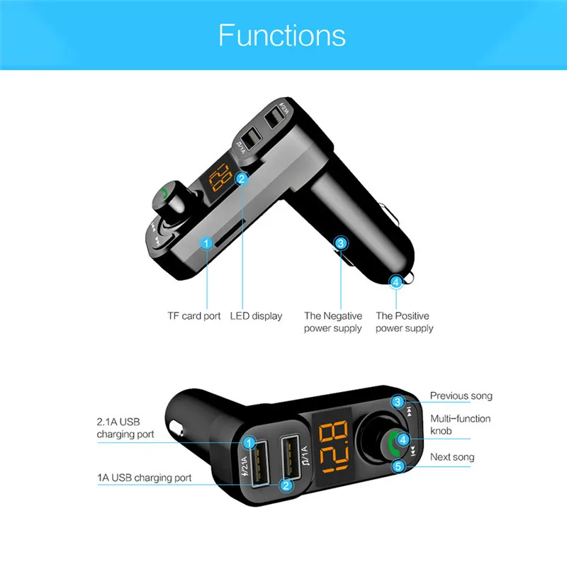 Беспроводной автомобиля Bluetooth Aux fm передатчики Напряжение Дисплей Dual USB