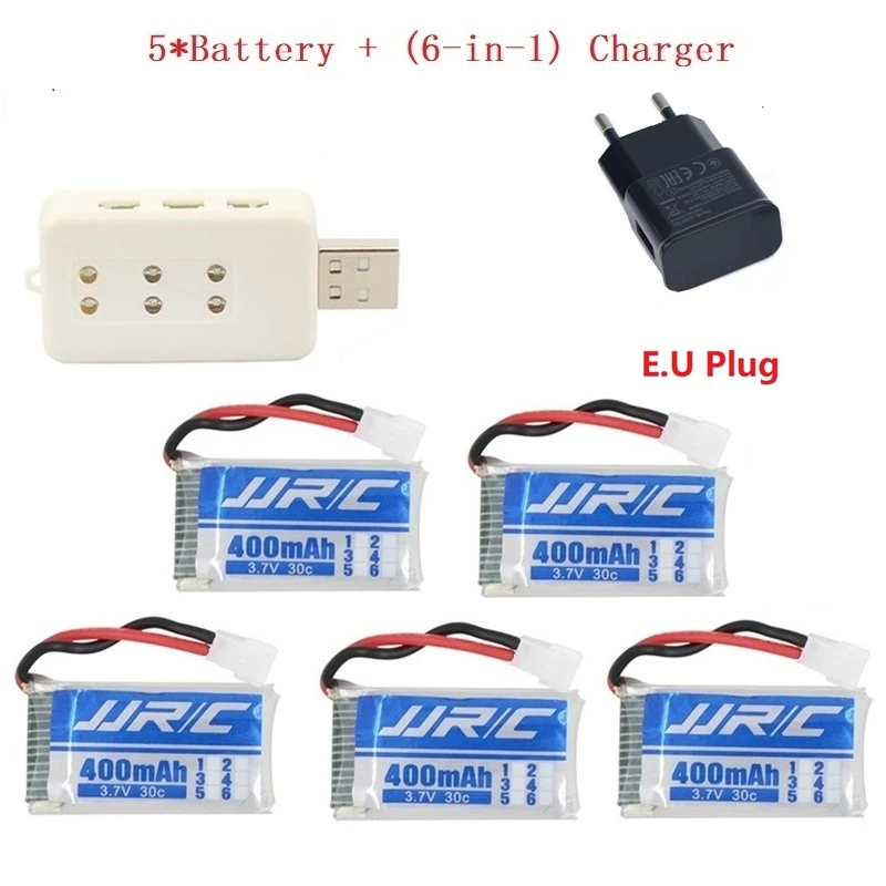 8 шт./компл. Lipo батарея 3 7 v 400mAh 30C для JJRC H31 H43hw Drone Li Battery + 6 в 1 usb зарядное