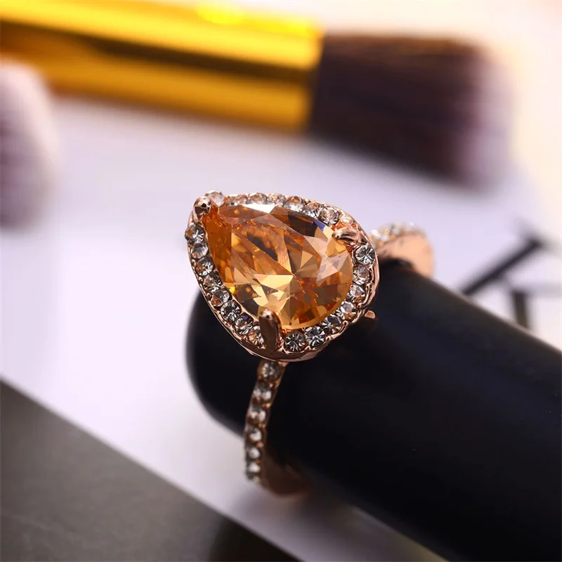 Женское Обручальное Кольцо FNIO обручальное кольцо из розового золота с цирконием