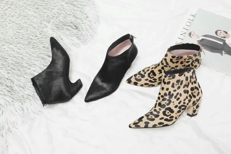 Женские ботильоны леопардовые женские ботинки с острым носком на странном