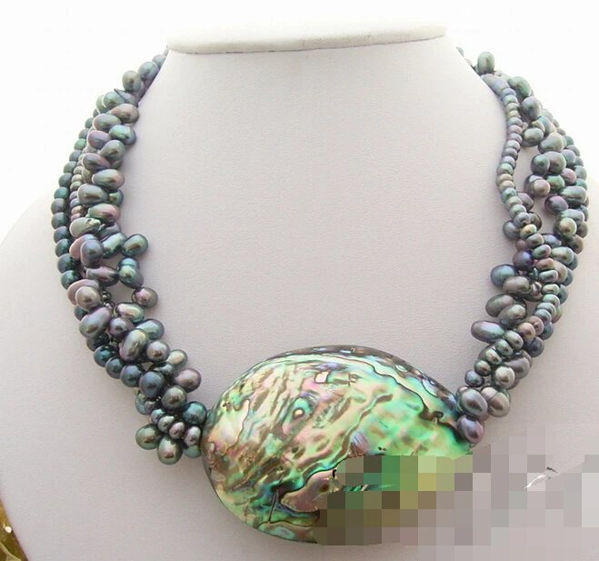 Ожерелье huij 003648 с 4 черными жемчужинами и абалоном из павы|necklace tassel|shell plateshell lampshade