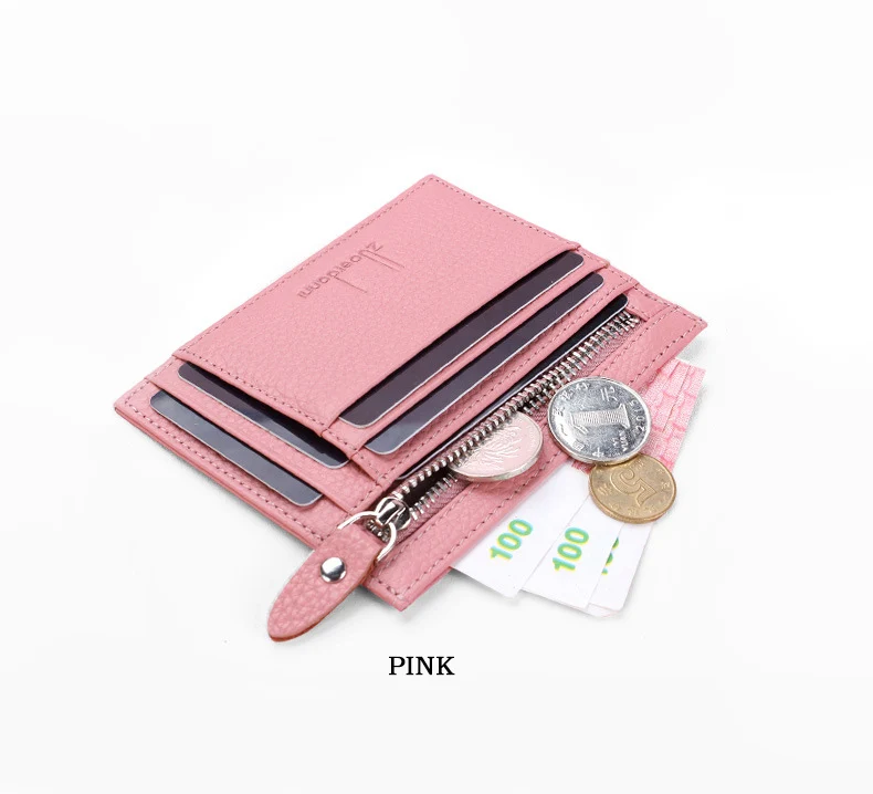 Для женщин s Натуральная кожа ID/кредитный держатель для карт тонкий брендовый дизайнерский маленький тонкий кошелек карман на молнии для монет для мужчин женщин Mini Walle