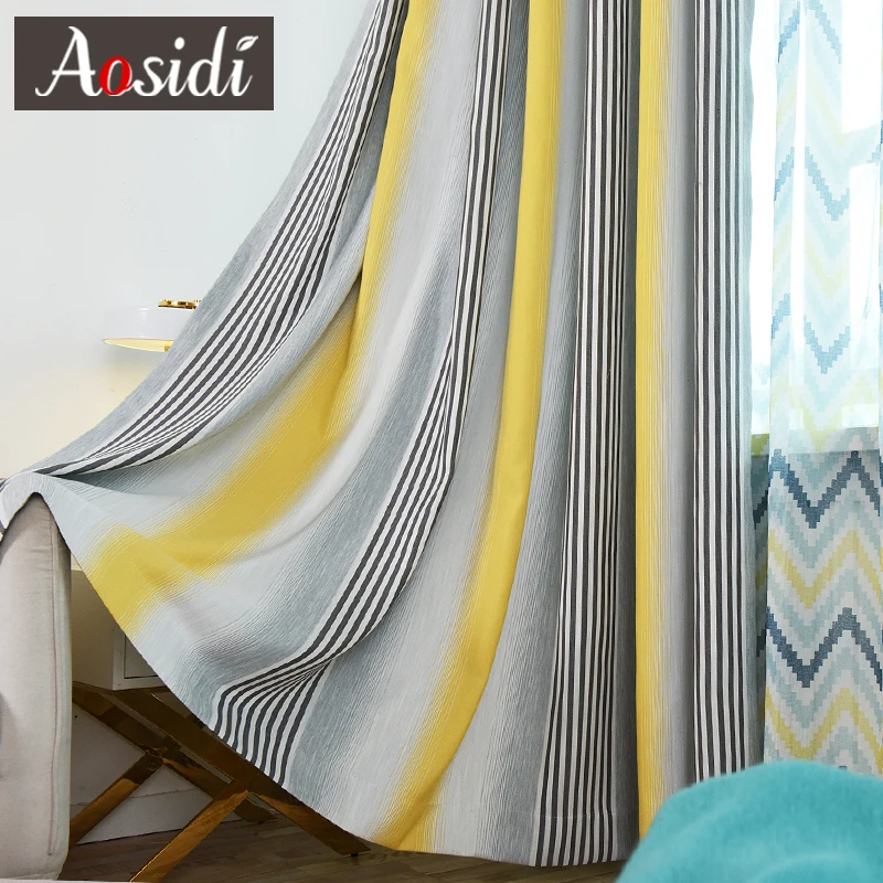 AOSIDI цветные полосатые занавески для гостиной окна современные затемняющие шторы
