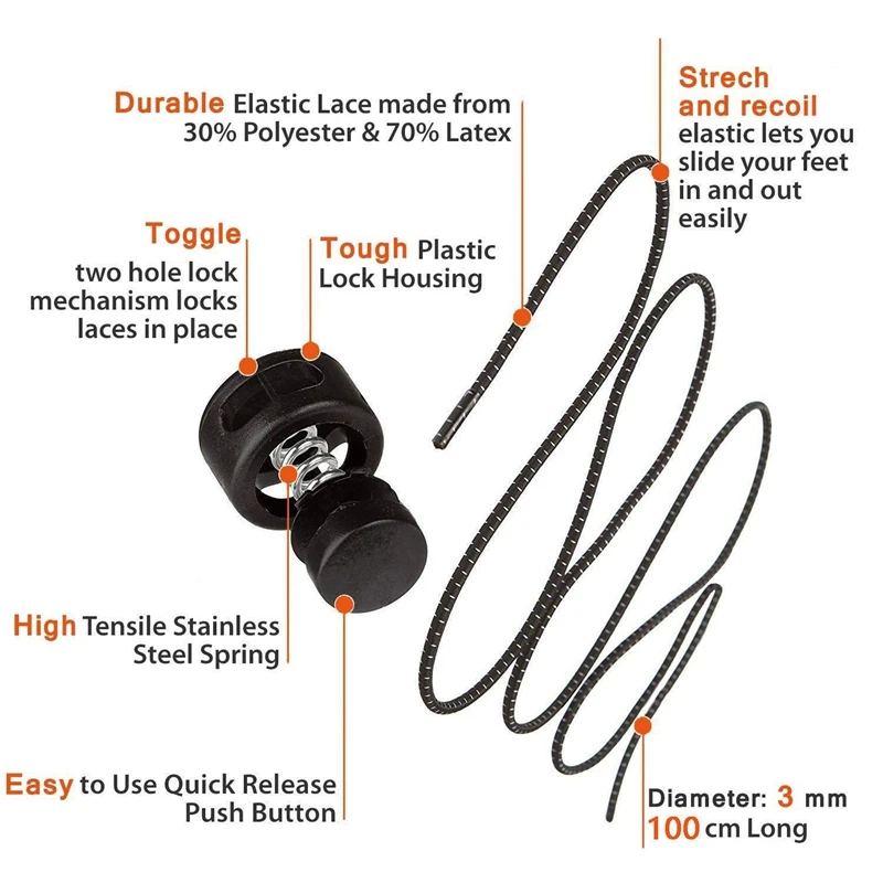 Elastic Shoelaces Reflective Round Shoe laces No Tie Kids Adult Safety Stretching Lock Shoe lace Sneakers Quick Lazy laces