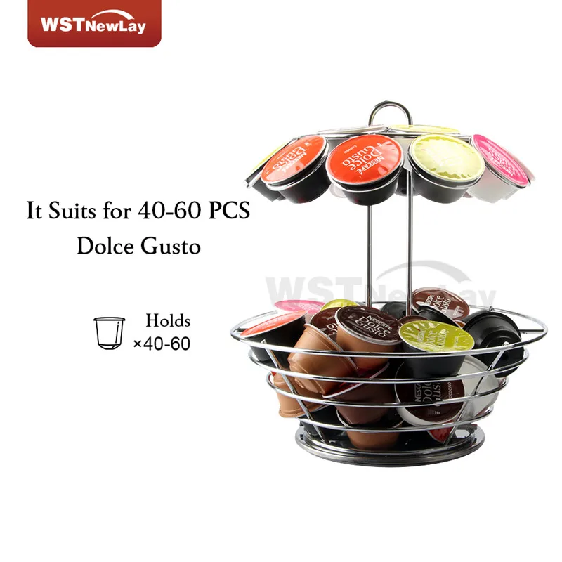 

Dolce Gusto Nespresso Coffee Pod Holder Rotating Rack Coffee Capsule Stand Dolce Gusto Capsules Storage Shelves Organization