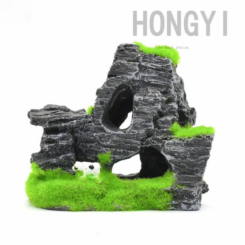 HONGYI 1 шт. аквариум декоративное озеленение маленькие камни для сада камней остров Аквариум Украшение из камня горный dodge домашняя пещера