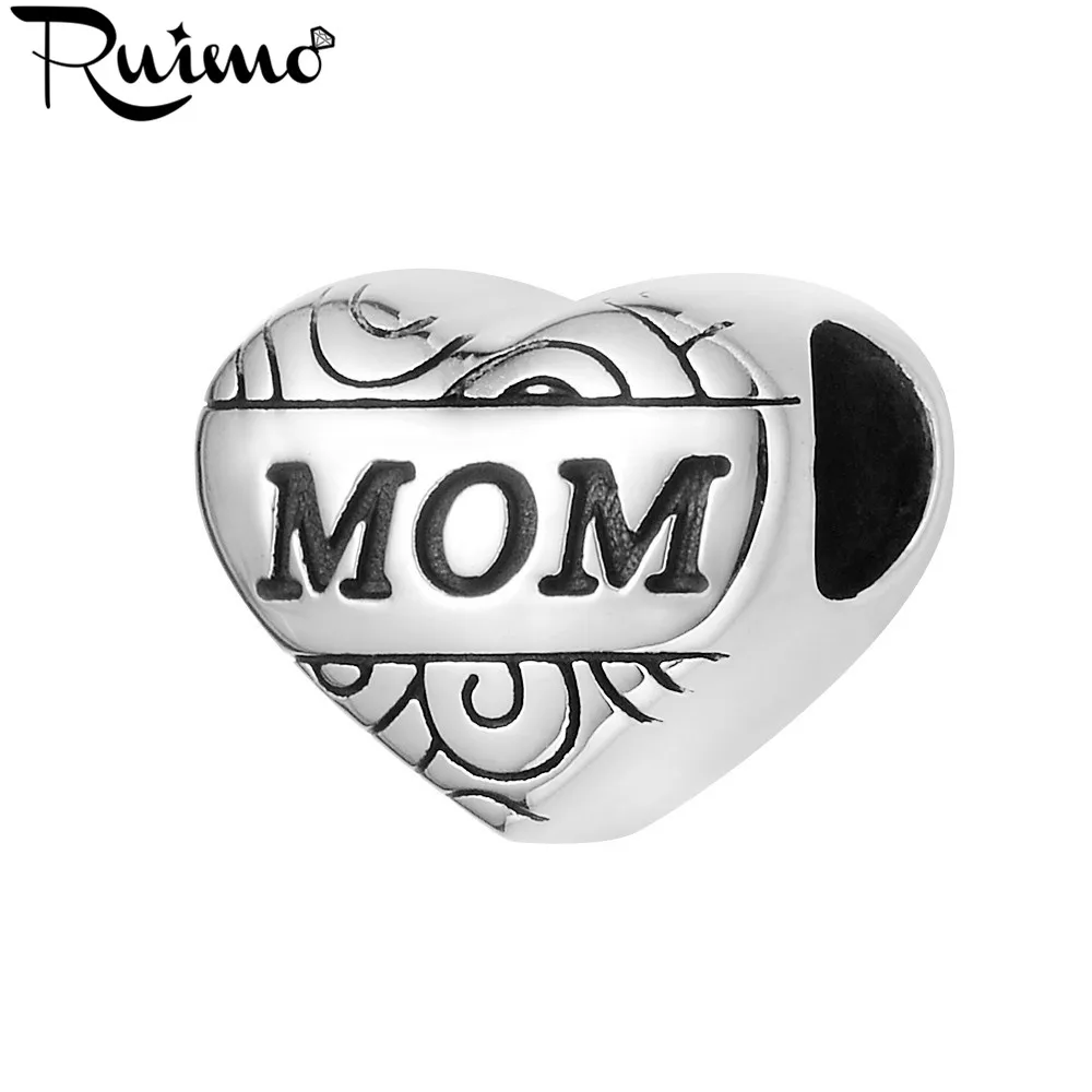 Бисер с надписью Mom Heart RUIMO 5 мм из нержавеющей стали для изготовления ювелирных