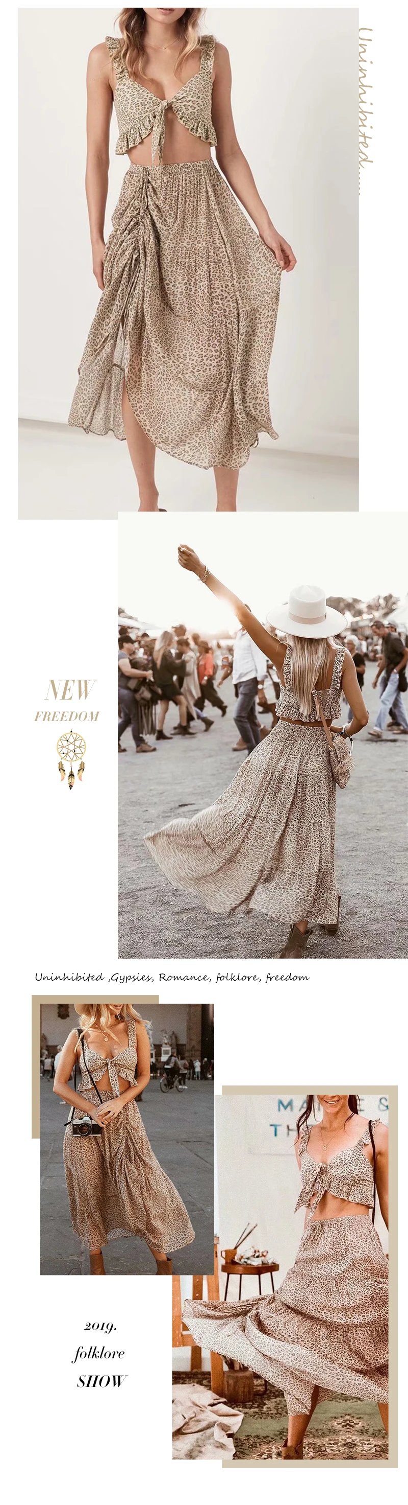 Everkaki Boho юбка с леопардовым принтом юбки женские на шнуровке эластичные трапециевидные свободные богемные юбки Femme Лето Осень новинка