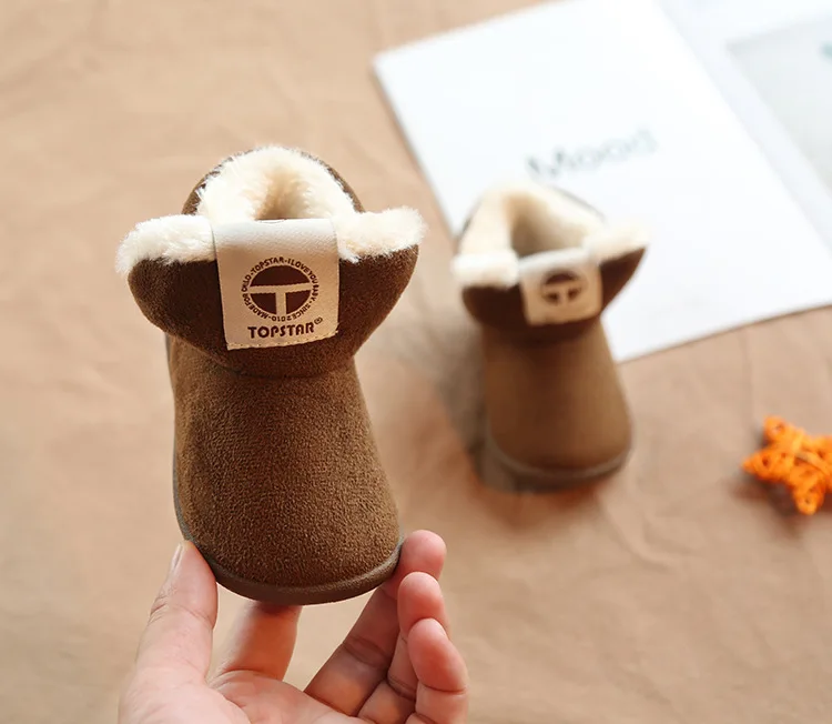 Winter new children's snow boots suede children's cotton shoes thick hair soft bottom baby cotton boots