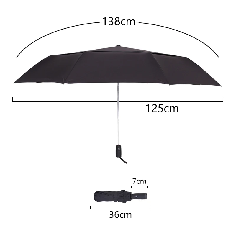 125 см ветрозащитный автоматический зонт большой для мужчин складной дождя
