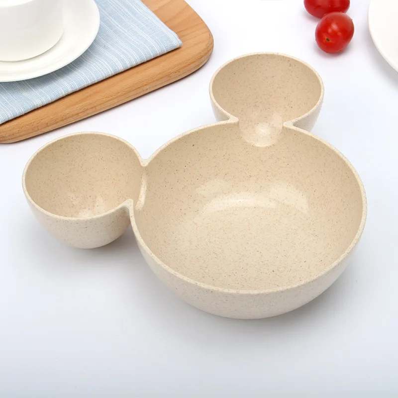 Solid Feeding Baby Bowl BPA Free Mickey Wheat Straw Dishes Children 's Rice | Мать и ребенок