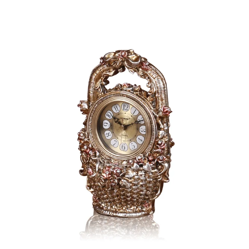 Meijswxj настольные часы Saat Смола Reloj ретро настенные часы маленькие цветочные корзины masa saati настольные часы Relogio De Mesa Декор